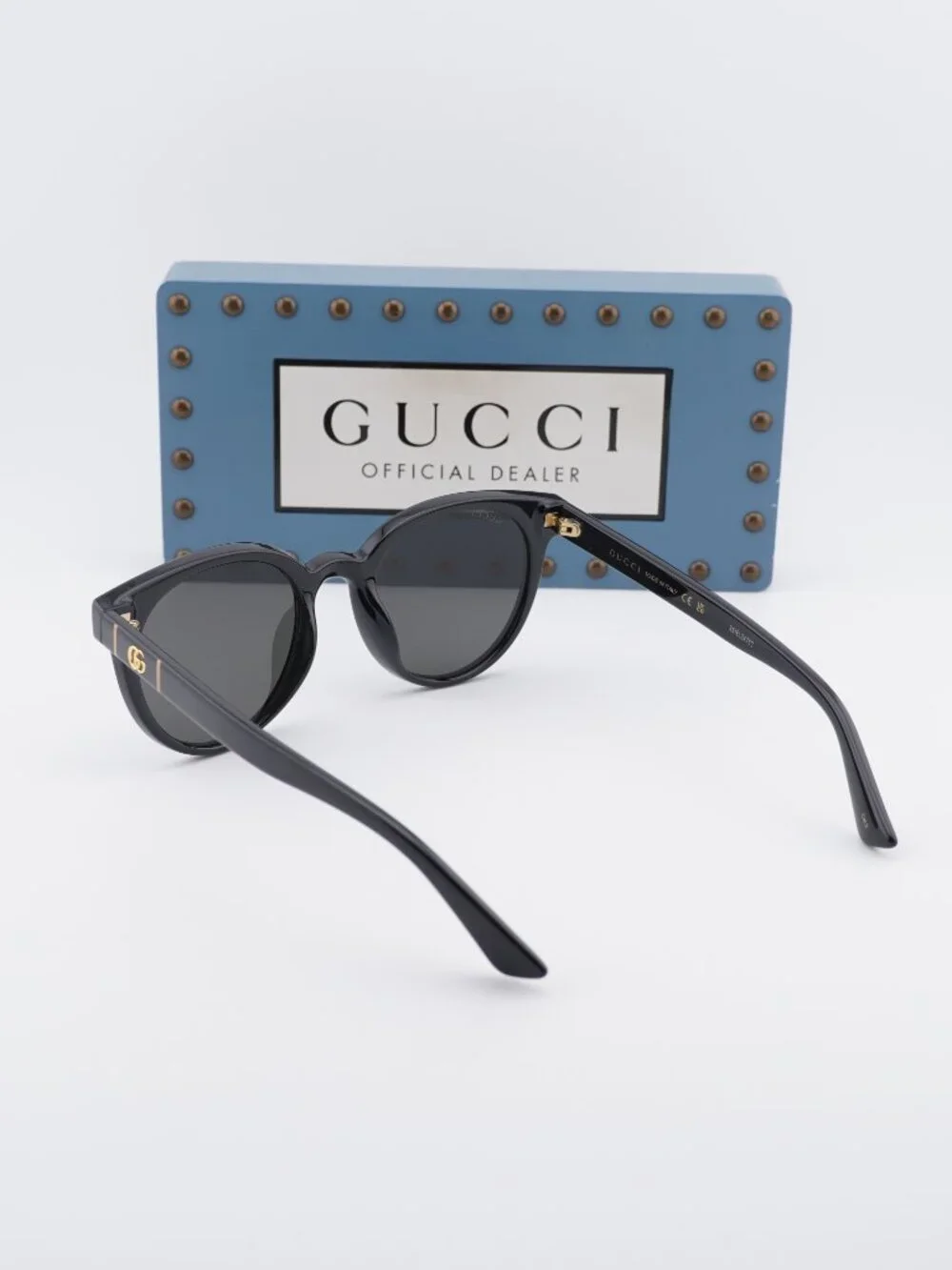 Gucci GG0638SK 002 Round Sunglasses - Shiny Black\Grey
